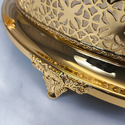 Bandeja Decorativa Dorada con Asas – 45 cm | Bandeja Elegante para Servir y Decorar