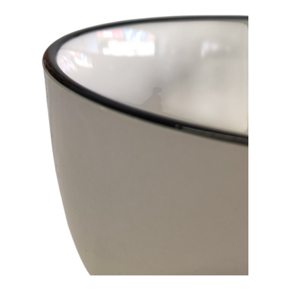 Set de 6 Cuencos de Cerámica Blanca con Borde Negro – Multiuso para mesa y cocina