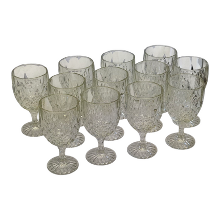 Juego de 12 Copas de Vidrio Tallado – Estilo Vintage para Agua, Vino y Refrescos