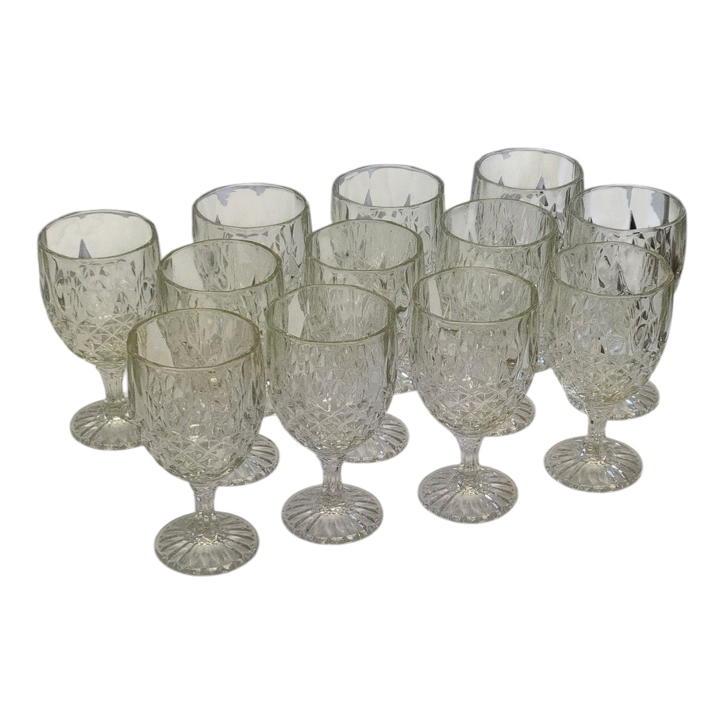 Juego de 12 Copas de Vidrio Tallado – Estilo Vintage para Agua, Vino y Refrescos