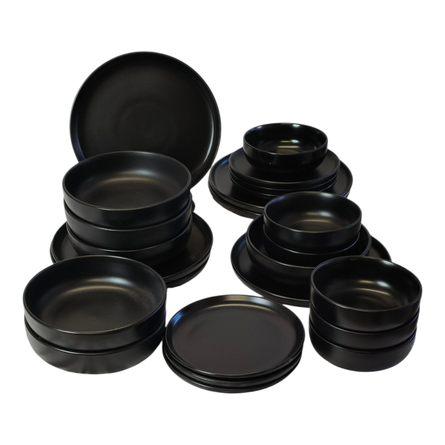 Juego de Vajilla de 24 Piezas — Gres Negro Mate