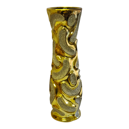 🪞Jarrón Decorativo Dorado con Relieves Abstractos – 60cm