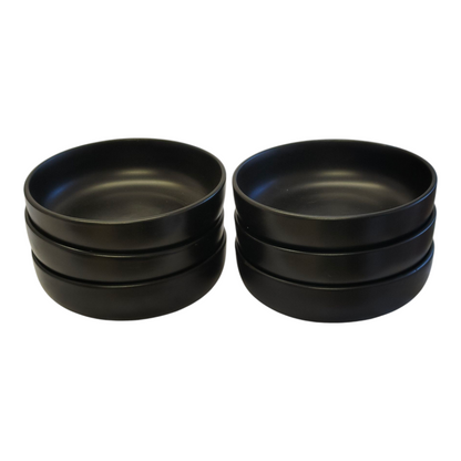 Juego de Vajilla de 24 Piezas — Gres Negro Mate