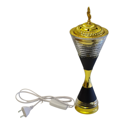 Queimador de incenso elétrico dourado e preto — Design luxuoso em estilo árabe