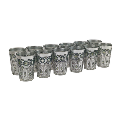Vaso de Cristal Decorado para Té Árabe - Estilo Gris Plateado