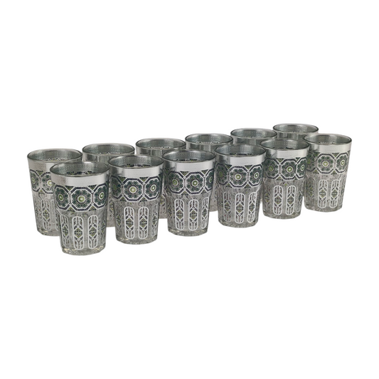 Vaso de Cristal Decorado para Té Árabe - Estilo Gris Plateado