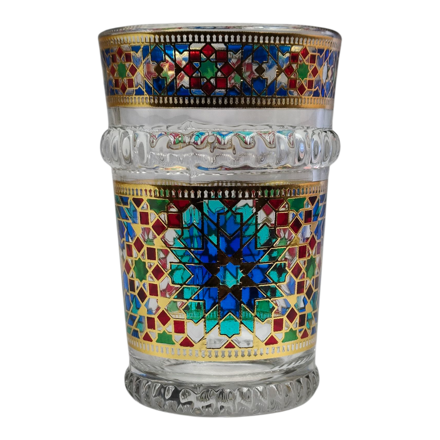 Vaso de Cristal Decorado para Té Árabe - Estilo Marrón Dorado Real