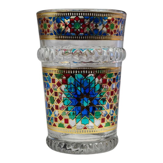 Vaso de Cristal Decorado para Té Árabe - Estilo Marrón Dorado Real