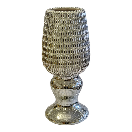Jarrón Decorativo Plateado con Efecto Espejo – 40 cm