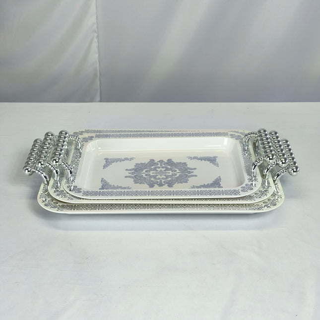 Set of 3 Porcelain Trays with Silver Handles – Elegant Presentation