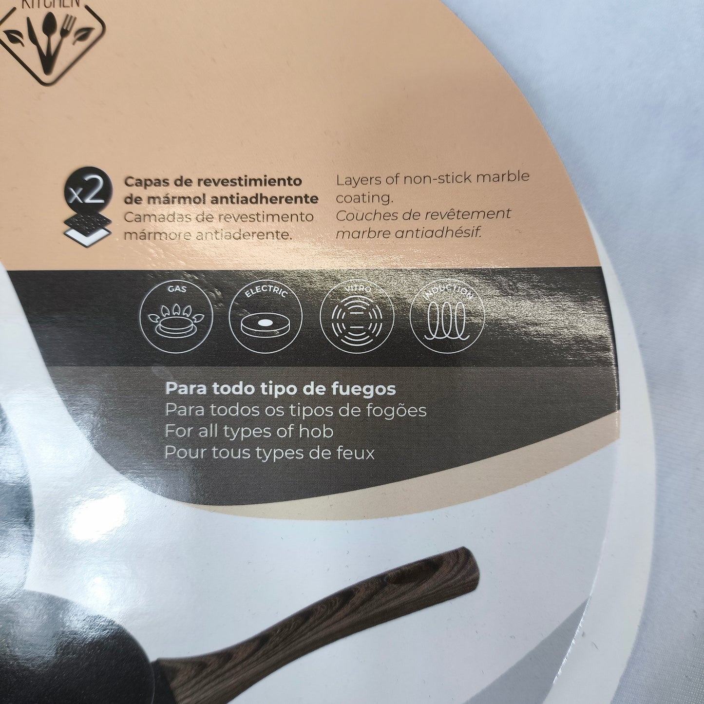 🖤 Sartén Gourmet Kitchen Eneas – Aluminio 4mm con Revestimiento Mármol Antiadherente