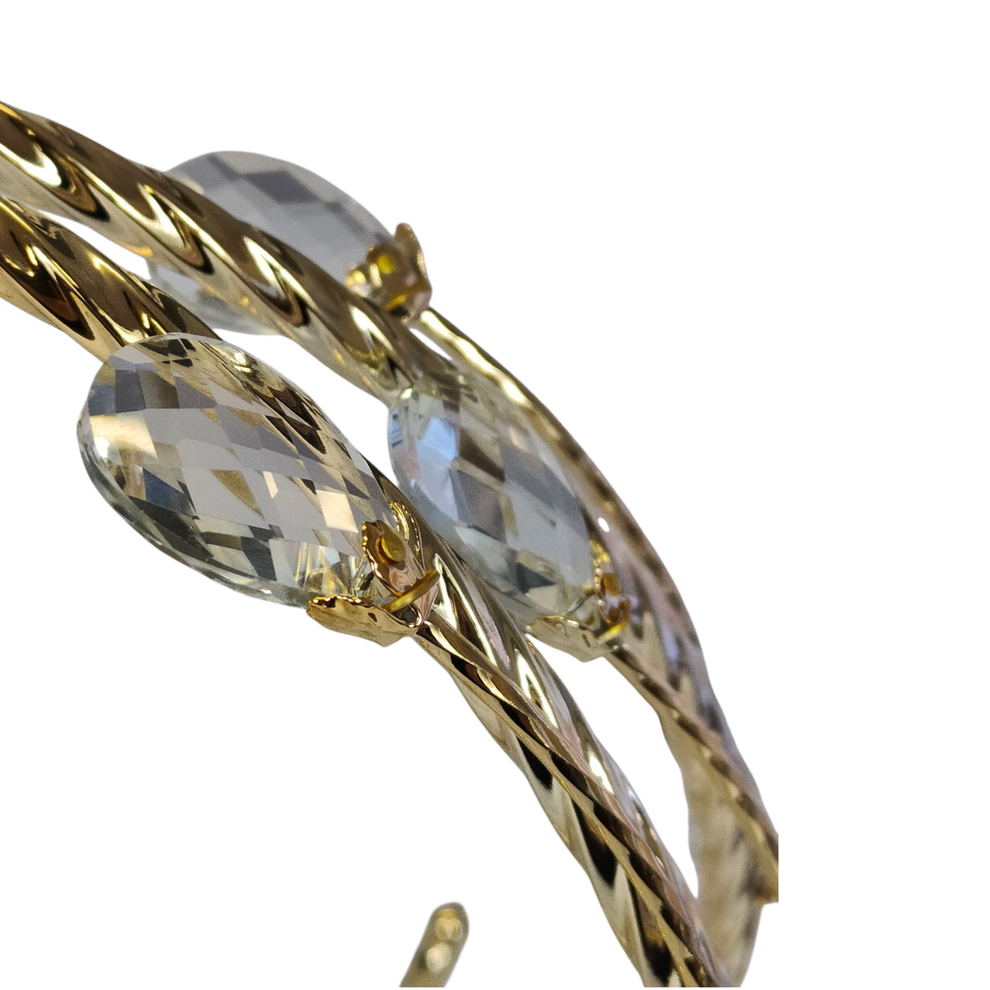 Frutero de Cristal con Asa Dorada y Detalles Decorativos – 28 cm