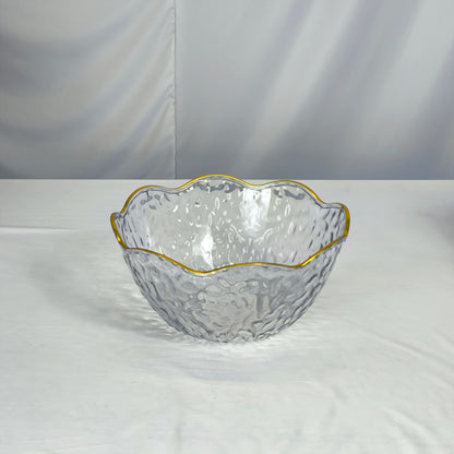 Conjunto de 3 taças de plástico martelado com rebordo dourado – 3 tamanhos