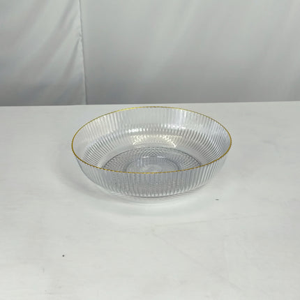 Cuenco de Plástico Transparente Estriado con Borde Dorado – Diseño Elegante