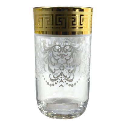 Juego de Jarra y Vasos de Cristal con Detalles Dorados – 13 Piezas