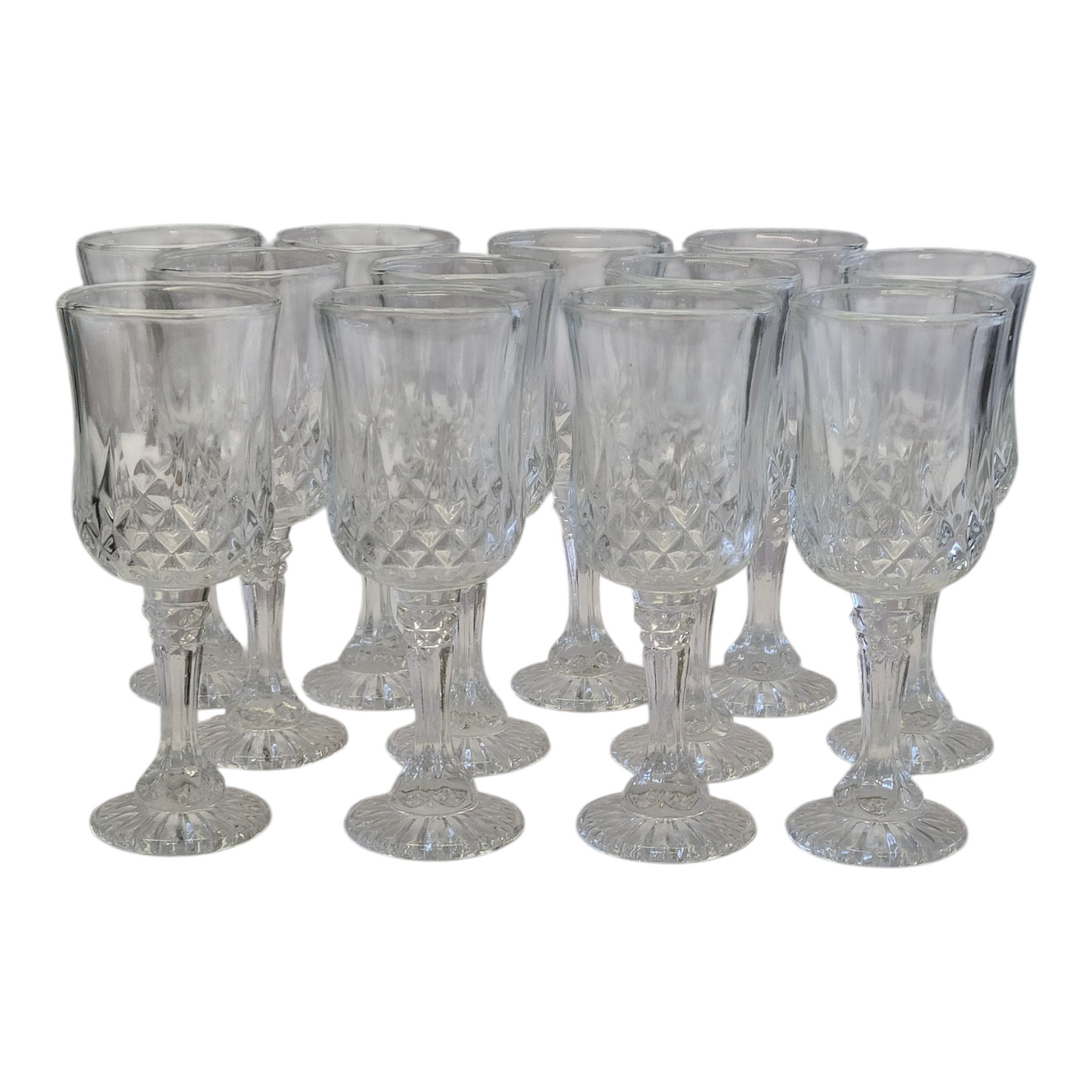 Juego de 12 Copas Altas de Vidrio Tallado – Estilo Vintage