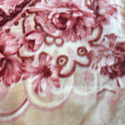 Manta de Felpa Color beige con flores - Extra Suave y Cálida para Invierno (200x230 cm, 4,5 kg)