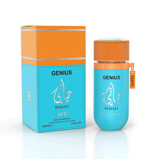 Hayati Genius – Emper (100 ml EDP) · Perfume árabe fresco, amadeirado e versátil para homem, estilo selvagem