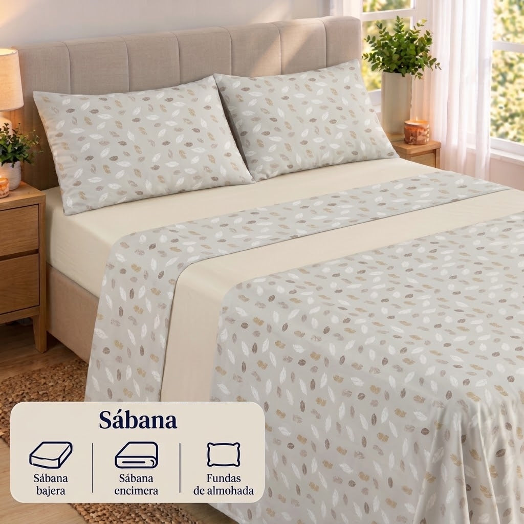 Juego de Sábanas Suaves y Elegantes – Disponible para cama de 90, 135 y 150 con 2 fundas de almohada