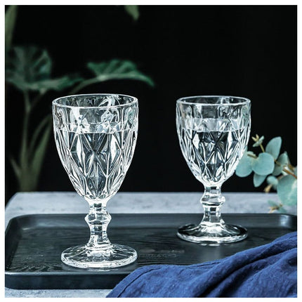 Set de 6 Copas de Vidrio con Diseño Tallado – 330 ml