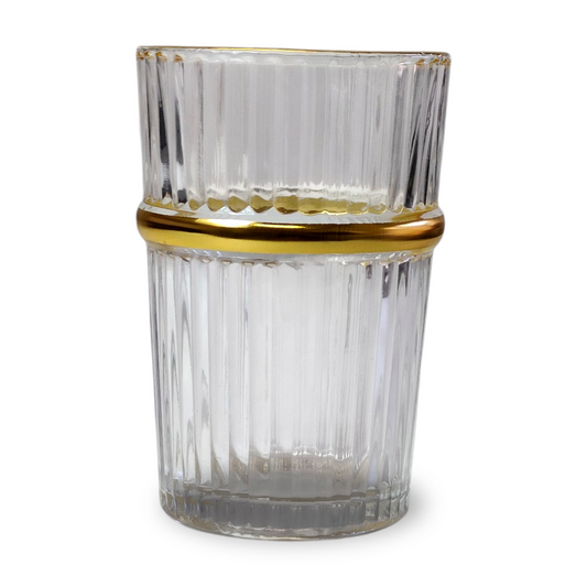 Vasos de Té Marroquí de Cristal Acanalado | Borde Dorado