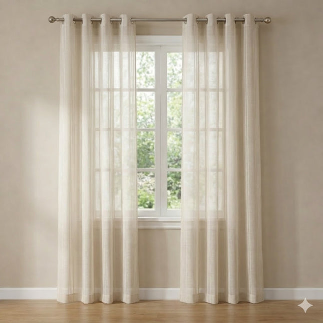 CORTINA MODELO RUFFLE TRANSLÚCIDO 140 X 240 CM - COLOR CREMA