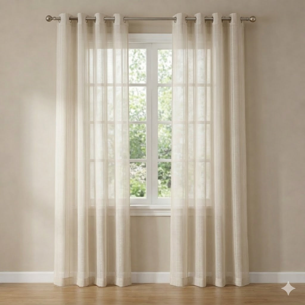 CORTINA MODELO RUFFLE TRANSLÚCIDO 140 X 240 CM - COLOR CREMA