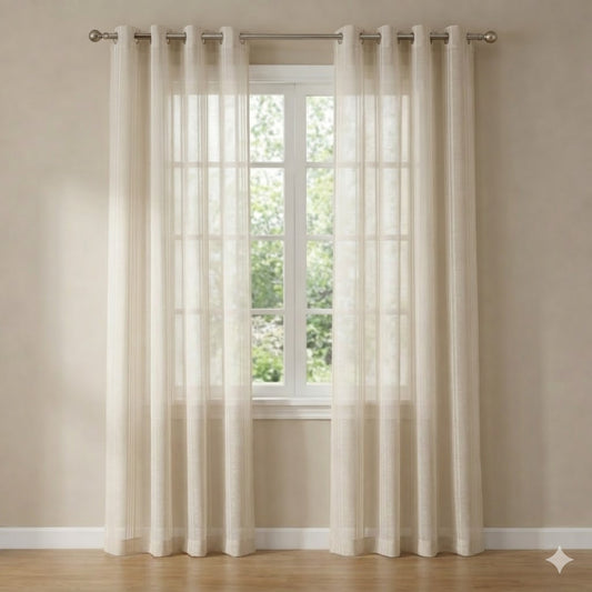 CORTINA MODELO RUFFLE TRANSLÚCIDO 140 X 240 CM - COLOR CREMA