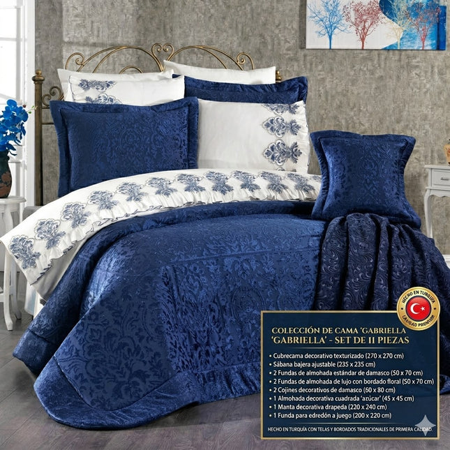 Conjunto de Cama Gabriella – Luxo e Distinção para o Seu Quarto – Azul