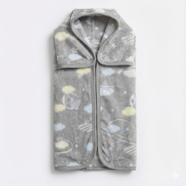Manta Infantil 70x90 cm Estampado Espacial Gris | Suave y Ligera | 450 g