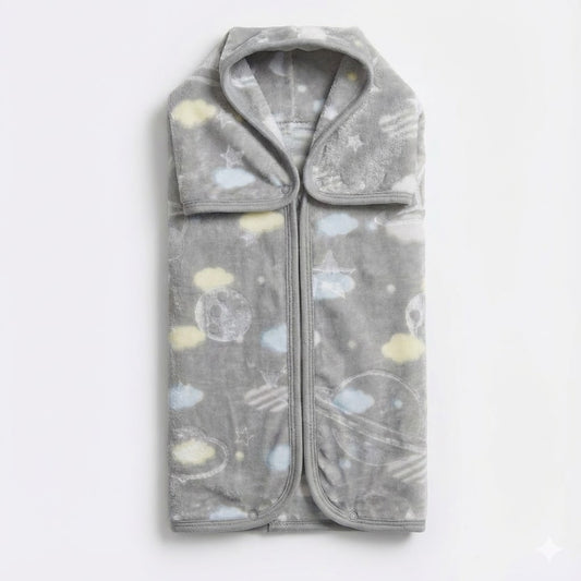 Manta Infantil 70x90 cm Estampado Espacial Gris | Suave y Ligera | 450 g