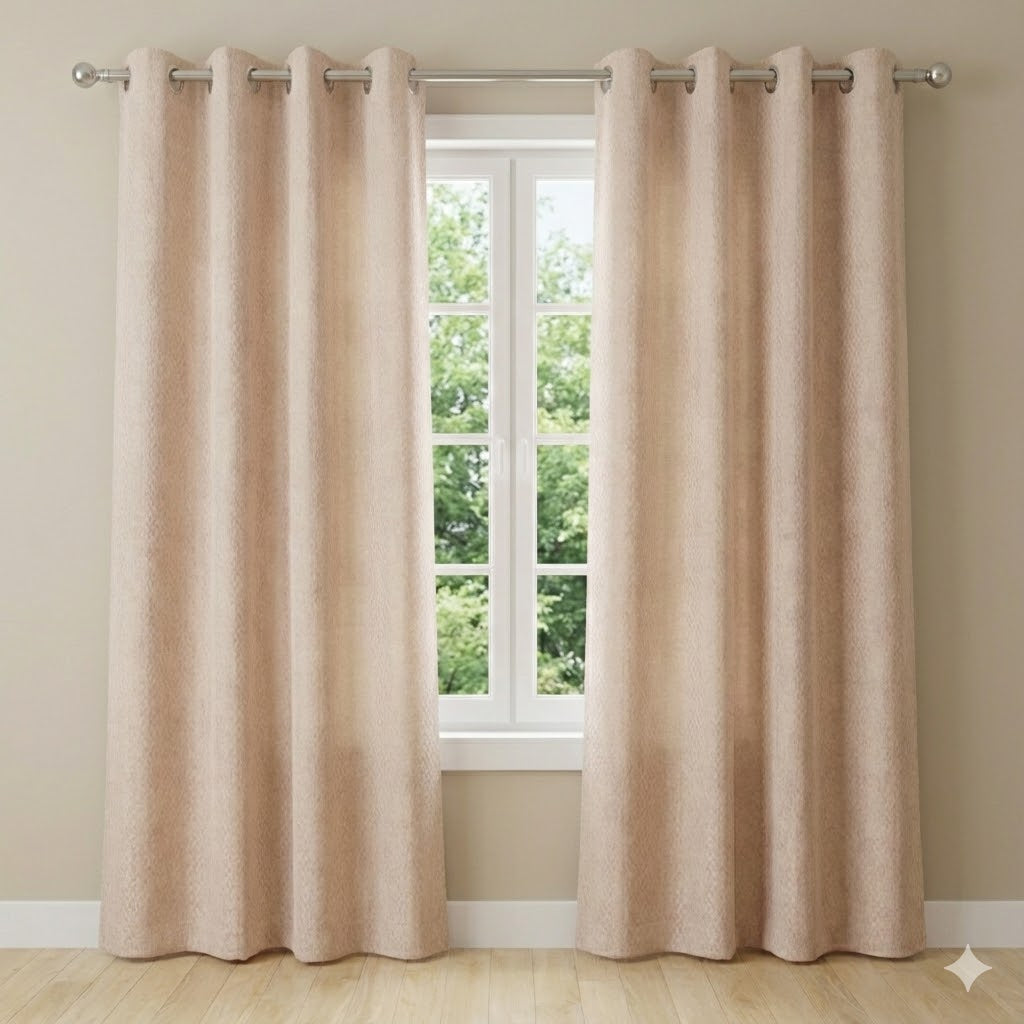 Cortinas de Terciopelo de Alta Calidad  MODELO CUADRITOS – COLOR BEIGE