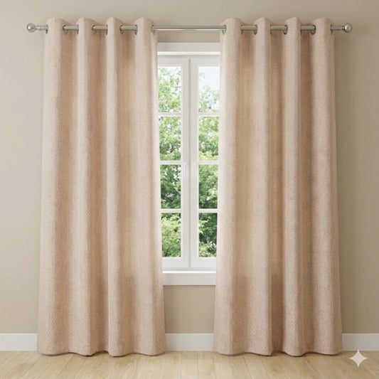 Cortinas de Terciopelo de Alta Calidad  MODELO CUADRITOS – COLOR BEIGE