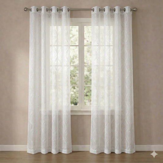 Cortinas Opacas de Poliéster Modelo Ondulado 140x260cm - 1 Pieza, Elegantes y Modernas - Color Blanco