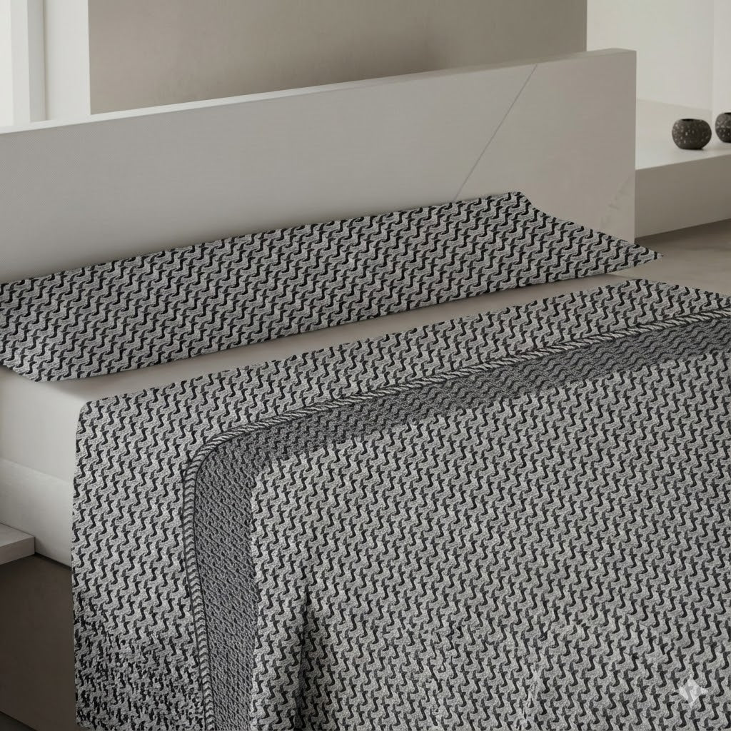 Juego de Sábanas Coralina 3 Piezas Ondas Azul y Blanco | Invierno | 100% Poliéster