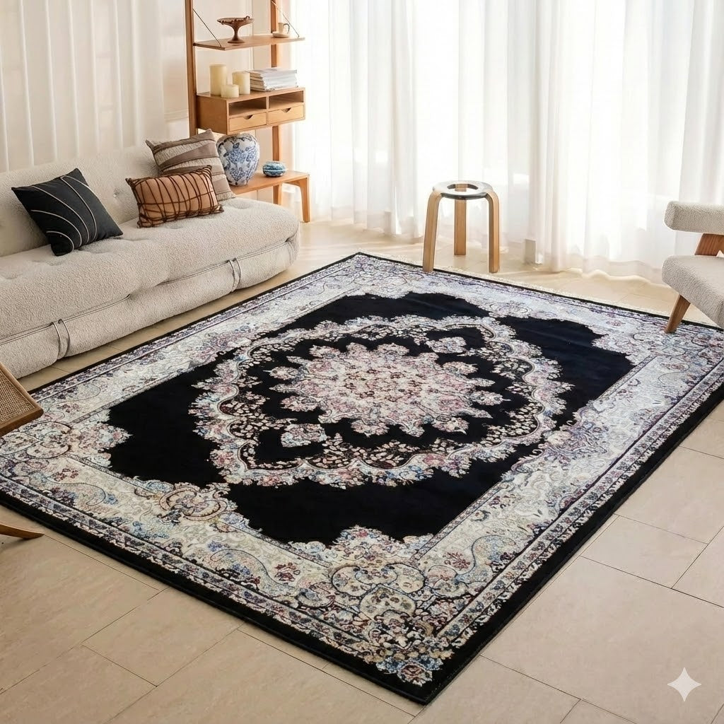 Alfombra Diseño Turca Azul con Detalles en Azul – Inspiración Otomana, Hecha en Turquía