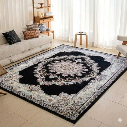 Alfombra Diseño Turca Azul con Detalles en Azul – Inspiración Otomana, Hecha en Turquía