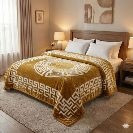 Manta Royal Eskimos 200 x 240 cm – 4 kg | Alta Qualidade, Super Suave e Quente – 100% Poliéster - DOURADO