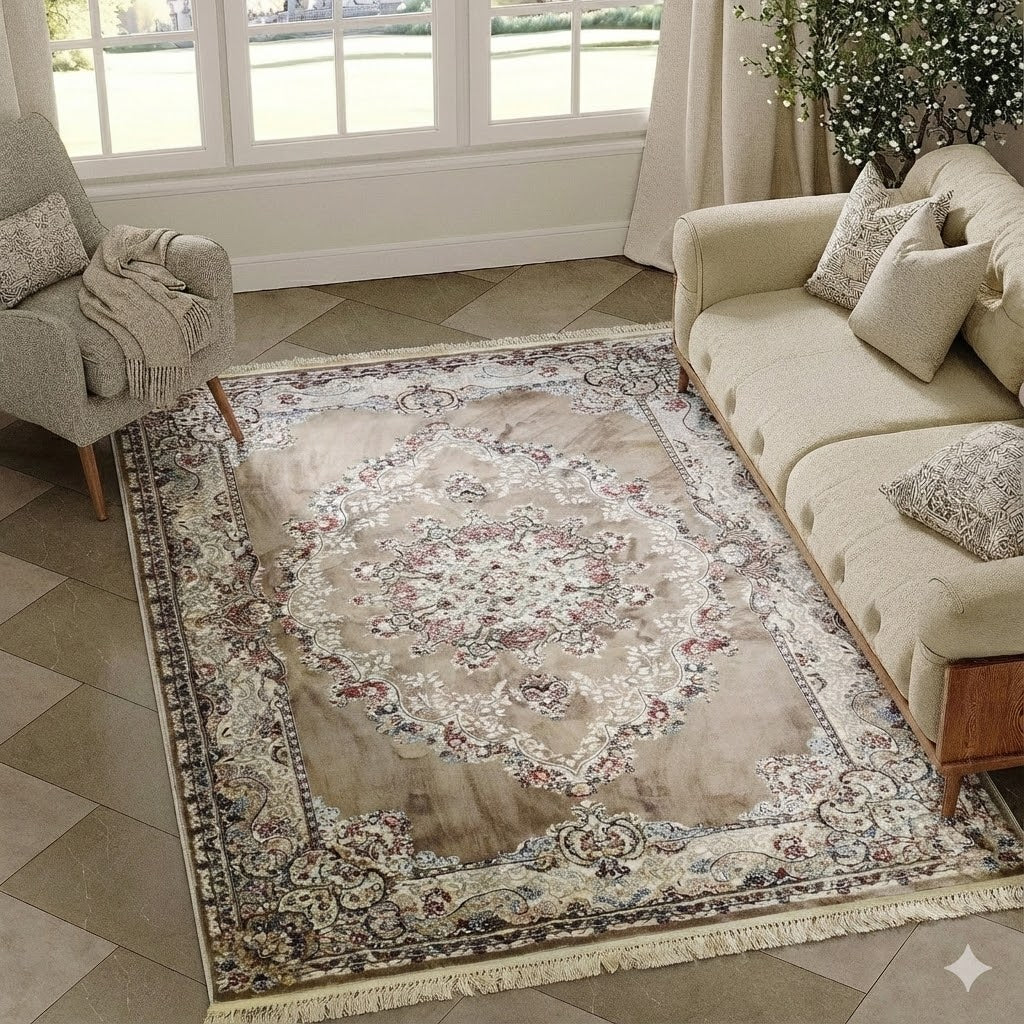 Alfombra Diseño Turca Marrón con Detalles en Marrón – Estilo Tradicional Turco