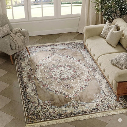 Alfombra Diseño Turca Marrón con Detalles en Marrón – Estilo Tradicional Turco