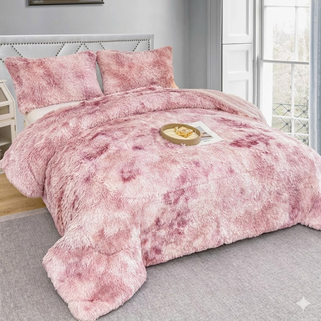 EDREDÓN BORREGO NÓRDICO MODELO peluche marmoleado - COLOR ROSA