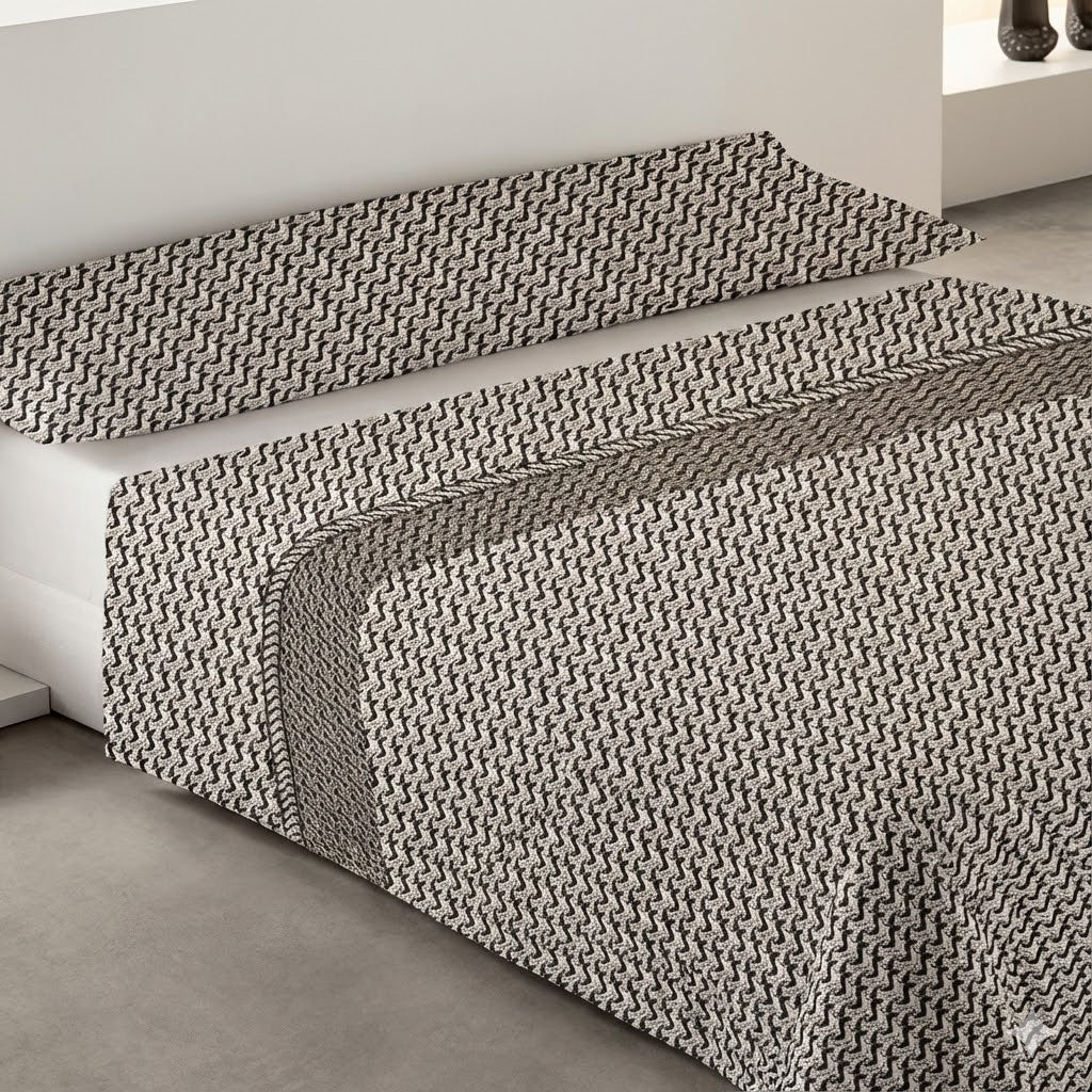 Juego de Sábanas Coralina 3 Piezas Ondas Café y Blanco | Invierno | 100% Poliéster