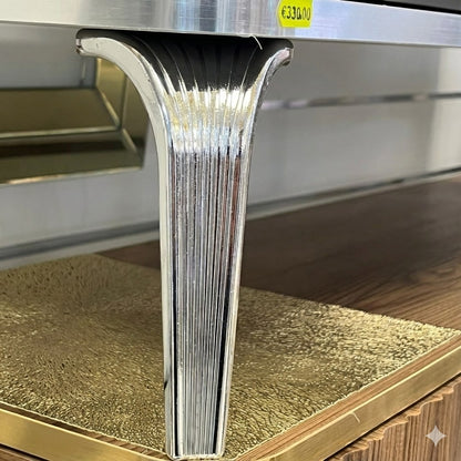 Mesa de TV con chimenea digital - COLOR GRIS CON DETALLES EN PLATEADO