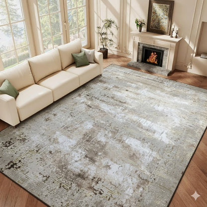 Alfombra Abstract Marrón / Dorado – Calidez Elegante con Toque Premium