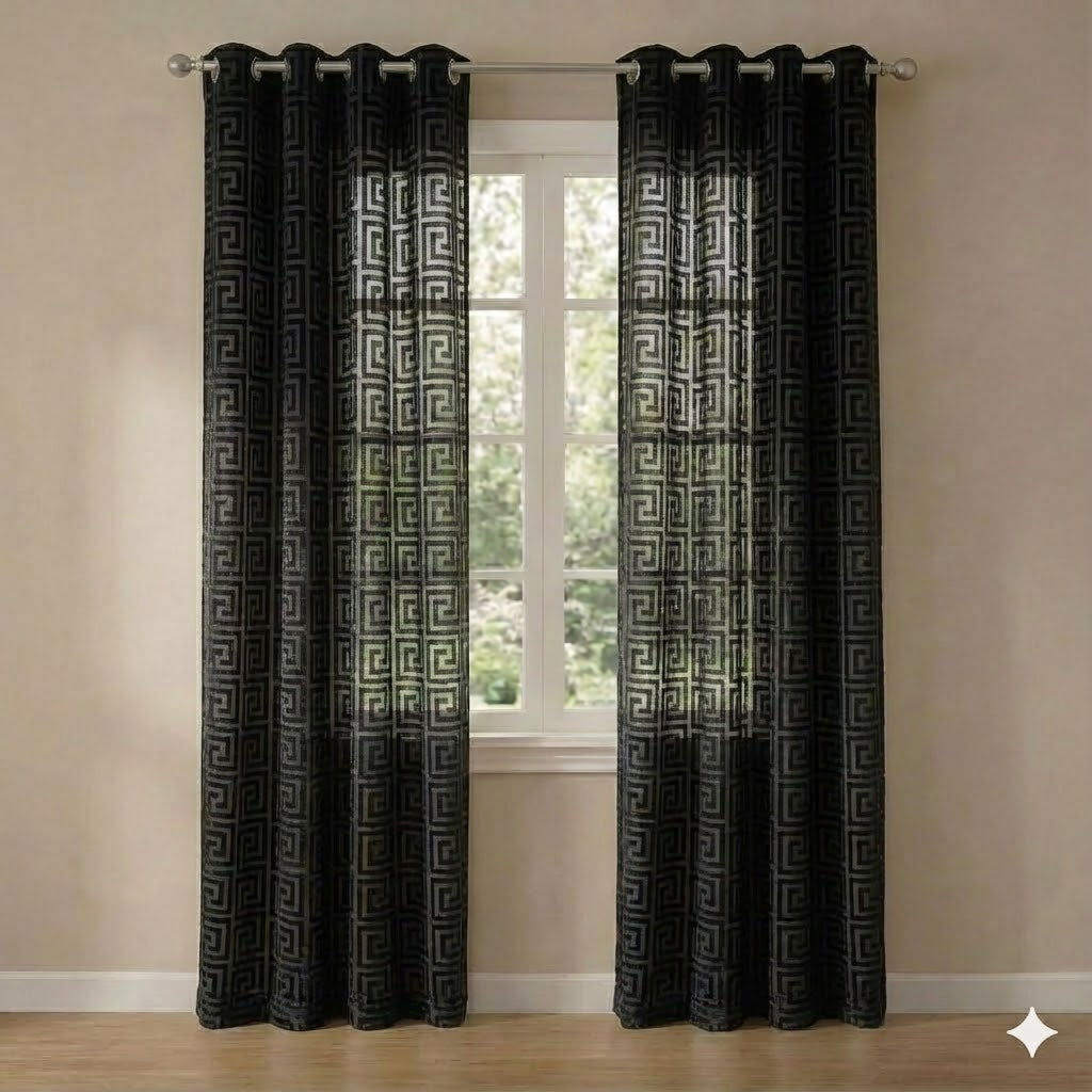 CORTINA MODELO VERSACE TRANSLÚCIDO 140 X 260 CM - COLOR NEGRO