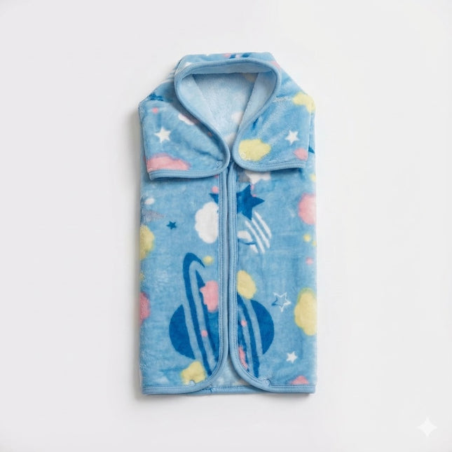 Manta Infantil 70x90 cm Estampado Espacial Azul | Suave y Ligera | 450 g