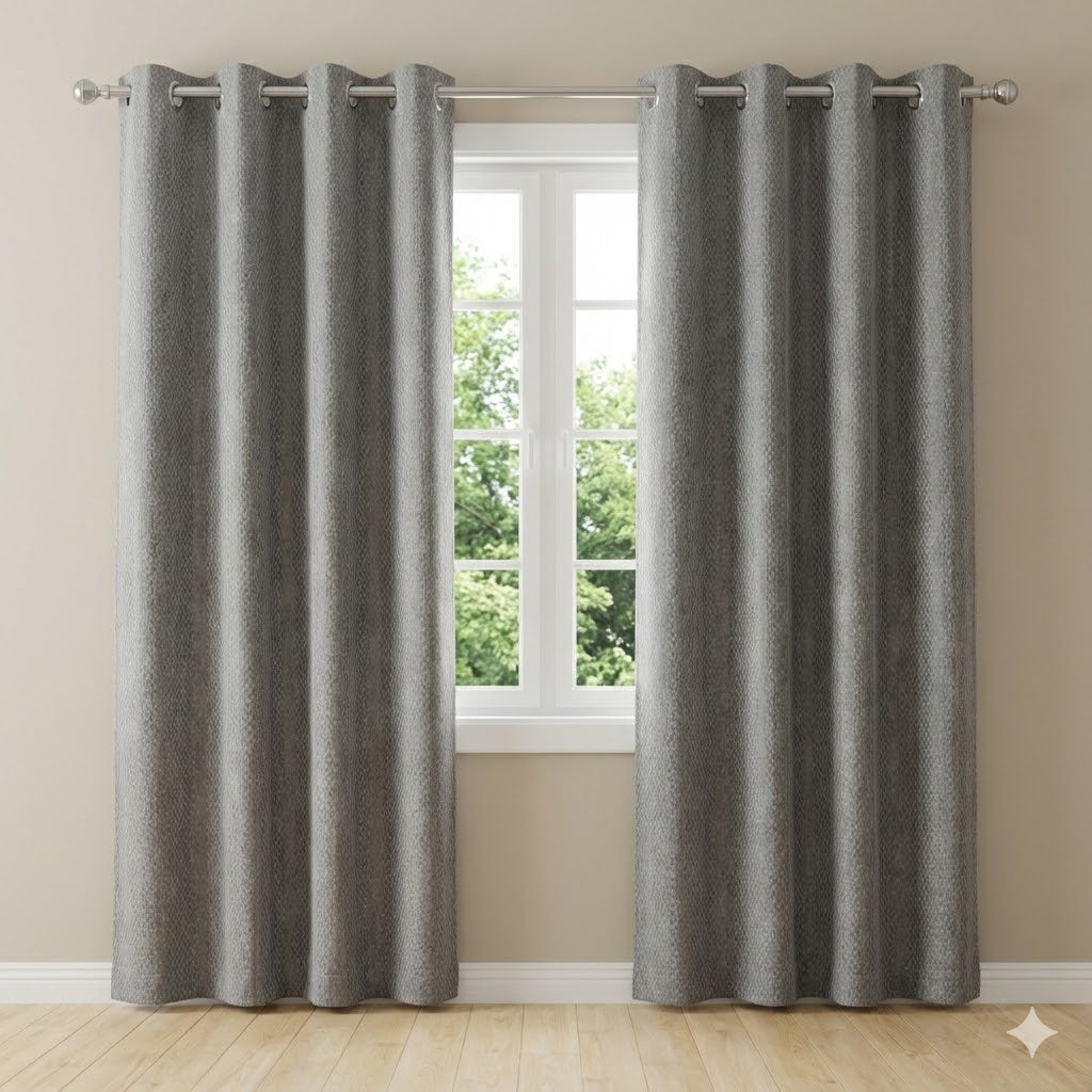 Cortinas de Terciopelo de Alta Calidad  MODELO CUADRITOS – COLOR GRIS
