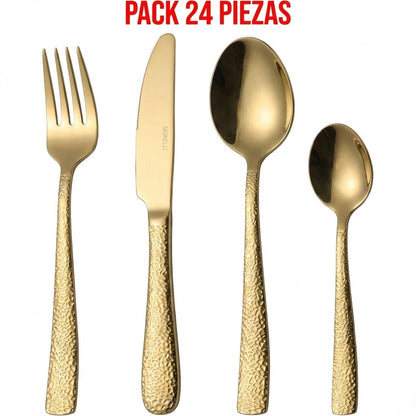 ✨ Set de Cubiertos Dorados – Pack de 24 Piezas de Lujo ✨
