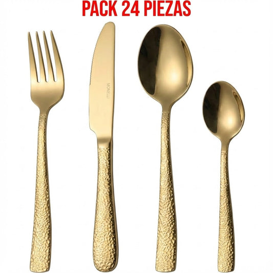 ✨ Set de Cubiertos Dorados – Pack de 24 Piezas de Lujo ✨