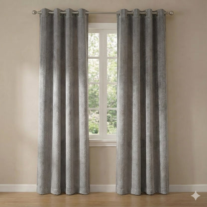 Cortinas de Terciopelo de Alta Calidad  MODELO ESPIGAS – COLOR GRIS